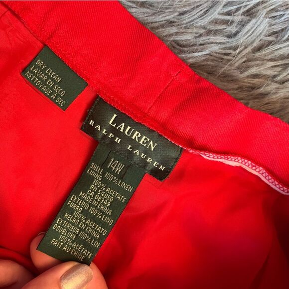 Lauren Ralph Lauren Red Linen Pants Size 14 W - Picture 2 of 5
